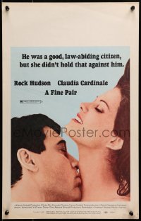 4b462 FINE PAIR WC 1969 romantic super close up of Rock Hudson & sexy Claudia Cardinale!