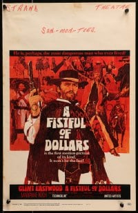 4b465 FISTFUL OF DOLLARS WC 1967 introducing the man with no name, Clint Eastwood, great art!