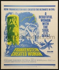 4b471 FRANKENSTEIN CREATED WOMAN WC 1967 Peter Cushing, Susan Denberg had the soul of the Devil!