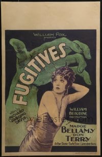 4b472 FUGITIVES WC 1929 great art of huge hand looming over sexy Madge Bellamy, ultra rare!