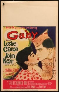 4b473 GABY WC 1956 wonderful close up art of soldier John Kerr kissing Leslie Caron!