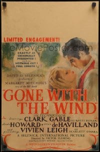 4b479 GONE WITH THE WIND WC 1940 art of Clark Gable & Vivien Leigh, nothing cut, full length, rare!