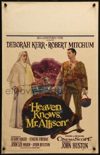 4b494 HEAVEN KNOWS MR. ALLISON WC 1957 John Huston, soldier Robert Mitchum with nun Deborah Kerr!