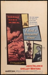 4b513 I DIED A THOUSAND TIMES WC 1955 Mad Dog Earle Jack Palance & sexy Shelley Winters!