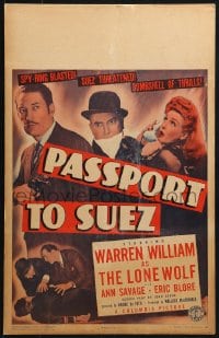 4b607 PASSPORT TO SUEZ WC 1943 Warren William as The Lone Wolf blasts a spy ring!