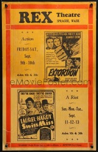 4b621 REX THEATRE local theater WC 1938 Laurel & Hardy in Swiss Miss, Extortion!