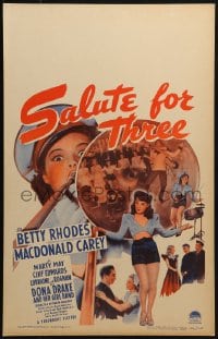 4b630 SALUTE FOR THREE WC 1943 sexy Betty Rhodes, Dona Drake and Her Girl Band!