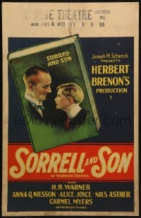 4b649 SORRELL & SON WC 1927 H.B. Warner & McBan on the cover of Warwick Deeping's novel!