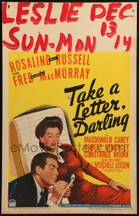 4b660 TAKE A LETTER DARLING WC 1942 Fred MacMurray is a secretary to boss Rosalind Russell!