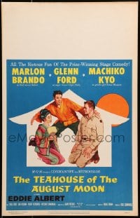 4b663 TEAHOUSE OF THE AUGUST MOON WC 1956 art of Asian Marlon Brando, Glenn Ford & Machiko Kyo!