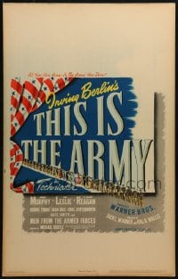4b667 THIS IS THE ARMY WC 1943 Irving Berlin musical, Lt. Ronald Reagan, cool patriotic design!