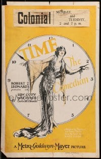 4b671 TIME THE COMEDIAN WC 1925 art of Mae Busch trying to literally turn back time, ultra rare!