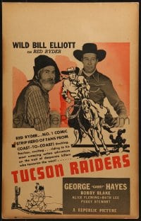 4b680 TUCSON RAIDERS WC 1944 Wild Bill Elliott & Gabby Hayes in Arizona, cool cowboy art!