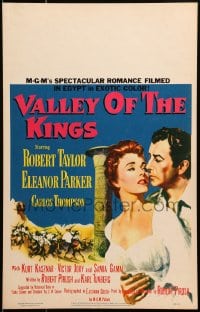 4b682 VALLEY OF THE KINGS WC 1954 cool art of Robert Taylor & Eleanor Parker in Egypt!