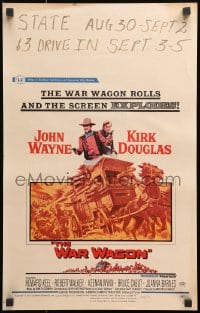 4b687 WAR WAGON WC 1967 cowboys John Wayne & Kirk Douglas, western armored stagecoach artwork!