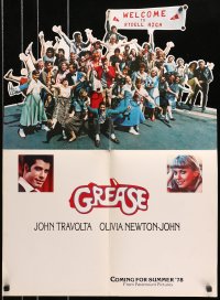 4b094 GREASE die-cut promo brochure 1978 John Travolta & Olivia Newton-John, classic musical!