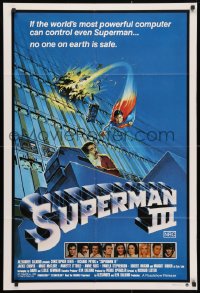 4c294 SUPERMAN III Aust 1sh 1983 art of Christopher Reeve flying toward Richard Pryor!
