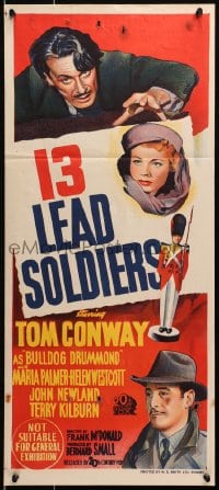 4c297 13 LEAD SOLDIERS Aust daybill 1948 Tom Conway as detective Bulldog Drummond, Maria Palmer!