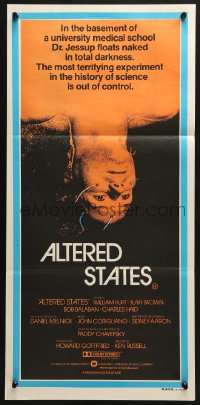 4c320 ALTERED STATES Aust daybill 1980 William Hurt, Paddy Chayefsky, Ken Russell, sci-fi horror!