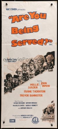 4c335 ARE YOU BEING SERVED Aust daybill 1977 Wendy Richard, Langford art from classic English TV!