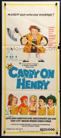 4c419 CARRY ON HENRY VIII Aust daybill 1972 Sidney James, Gerald Thomas historic English comedy