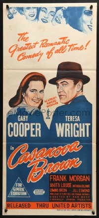 4c423 CASANOVA BROWN Aust daybill 1944 Cooper & Teresa Wright, greatest romantic comedy of all!