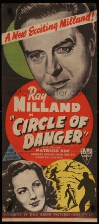 4c435 CIRCLE OF DANGER Aust daybill 1951 Ray Milland on a manhunt, directed by Jacques Tourneur!