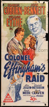 4c443 COLONEL EFFINGHAM'S RAID Aust daybill 1945 pretty Joan Bennett, Charles Coburn in the title role!