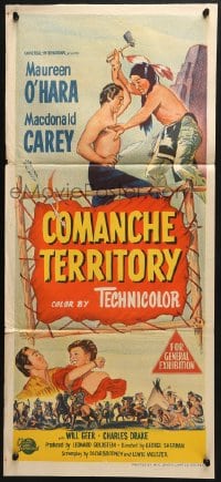 4c446 COMANCHE TERRITORY Aust daybill 1951 Maureen O'Hara, Macdonald Carey, Native Americans!