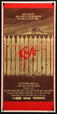 4c457 CUJO Aust daybill 1983 Stephen King, artwork of bloody fence & house by Robert Tanenbaum!