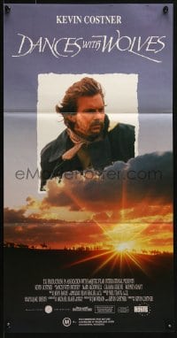 4c460 DANCES WITH WOLVES Aust daybill 1991 different image of Kevin Costner in sky over clouds!