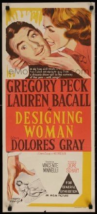 4c470 DESIGNING WOMAN Aust daybill 1957 romantic art of Gregory Peck & Lauren Bacall!