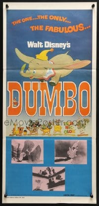 4c488 DUMBO Aust daybill R1976 different colorful train art from Walt Disney circus elephant classic