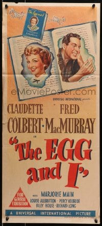 4c494 EGG & I Aust daybill 1947 Claudette Colbert, MacMurray, first Ma & Pa Kettle, different art!