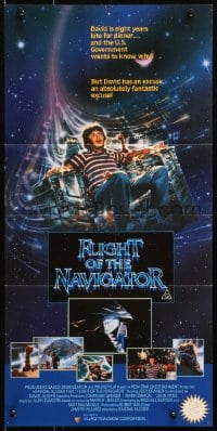 4c526 FLIGHT OF THE NAVIGATOR Aust daybill 1987 Disney sci-fi, art of Joey Cramer in spaceship!