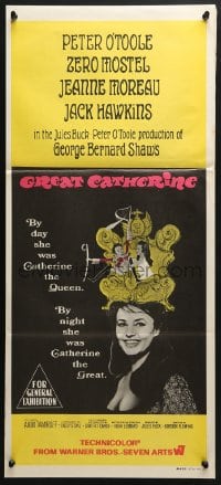 4c568 GREAT CATHERINE Aust daybill 1968 O'Toole & Jeanne Moreau, George Bernard Shaw, cool art by Wanek!