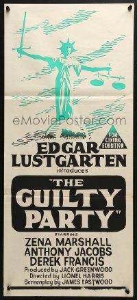4c578 GUILTY PARTY Aust daybill 1962 Edgar Lustagarten introduces a new sales of justice story!