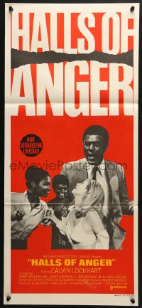 4c582 HALLS OF ANGER Aust daybill 1970 Calvin Lockhart, a war between 3000 black kids & 60 white kids!