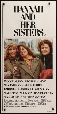 4c583 HANNAH & HER SISTERS Aust daybill 1986 Allen directed, Mia Farrow, Weist & Barbara Hershey!