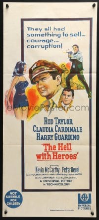 4c596 HELL WITH HEROES Aust daybill 1968 Rod Taylor, Claudia Cardinale, they had something to sell!
