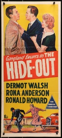 4c600 HIDE-OUT Aust daybill 1956 English crime film noir thriller, Dermot Walsh, Rona Anderson!