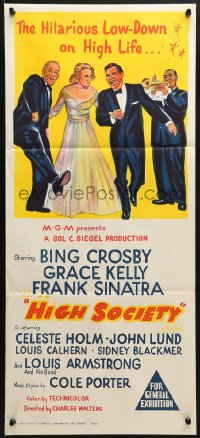 4c602 HIGH SOCIETY Aust daybill R1960s Frank Sinatra, Bing Crosby, Grace Kelly & Louis Armstrong!