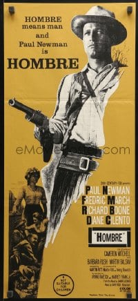 4c605 HOMBRE Aust daybill 1966 Paul Newman, Fredric March, directed by Martin Ritt, it means man!