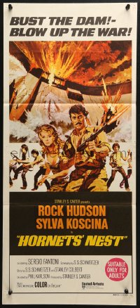 4c608 HORNETS' NEST Aust daybill 1970 Rock Hudson, great art of cast with guns!