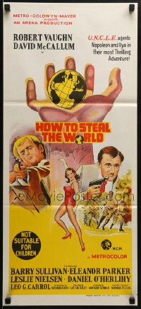 4c620 HOW TO STEAL THE WORLD Aust daybill 1968 Robert Vaughn is The Man from UNCLE, different art!