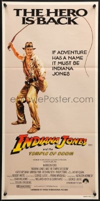4c635 INDIANA JONES & THE TEMPLE OF DOOM Aust daybill 1984 art of Harrison Ford, the hero is back!