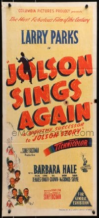 4c645 JOLSON SINGS AGAIN Aust daybill 1949 Larry Parks as Al in the rest of The Jolson Story!
