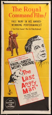 4c663 LAST ANGRY MAN Aust daybill 1959 Paul Muni is a dedicated doctor from slums exploited by TV!
