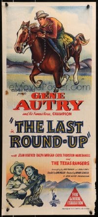 4c664 LAST ROUND-UP Aust daybill 1947 great image of Gene Autry & his famous horse, Champion!