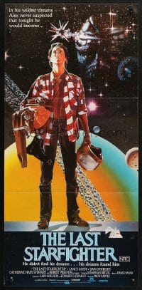 4c665 LAST STARFIGHTER Aust daybill 1984 Lance Guest, cool sci-fi art by C.D. de Mar!